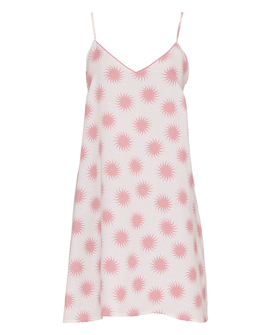 The Linen Edit Womens Sun Print Strappy Short Nightdress