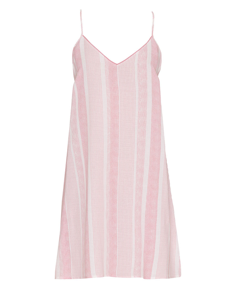 The Linen Edit Womens Printed Stripe Strappy Short Nightdress
