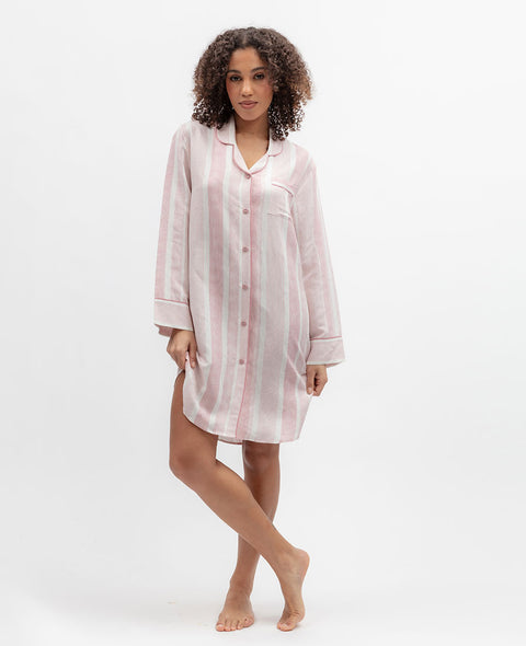 The Linen Edit Womens Printed Stripe Nightshirt