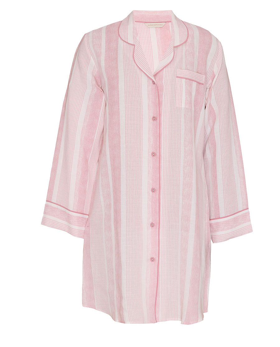 The Linen Edit Womens Printed Stripe Nightshirt