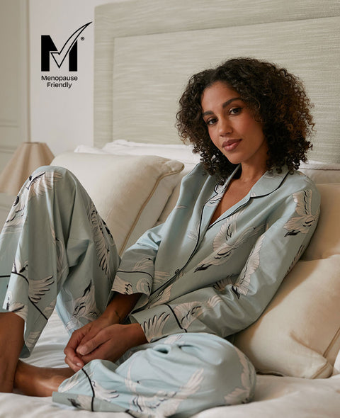Grace Womens Swan Print Wide Leg Pyjama Set