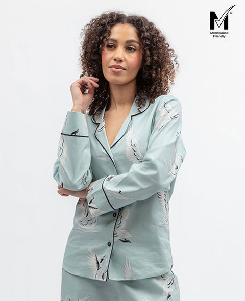 Grace Womens Swan Print Pyjama Top