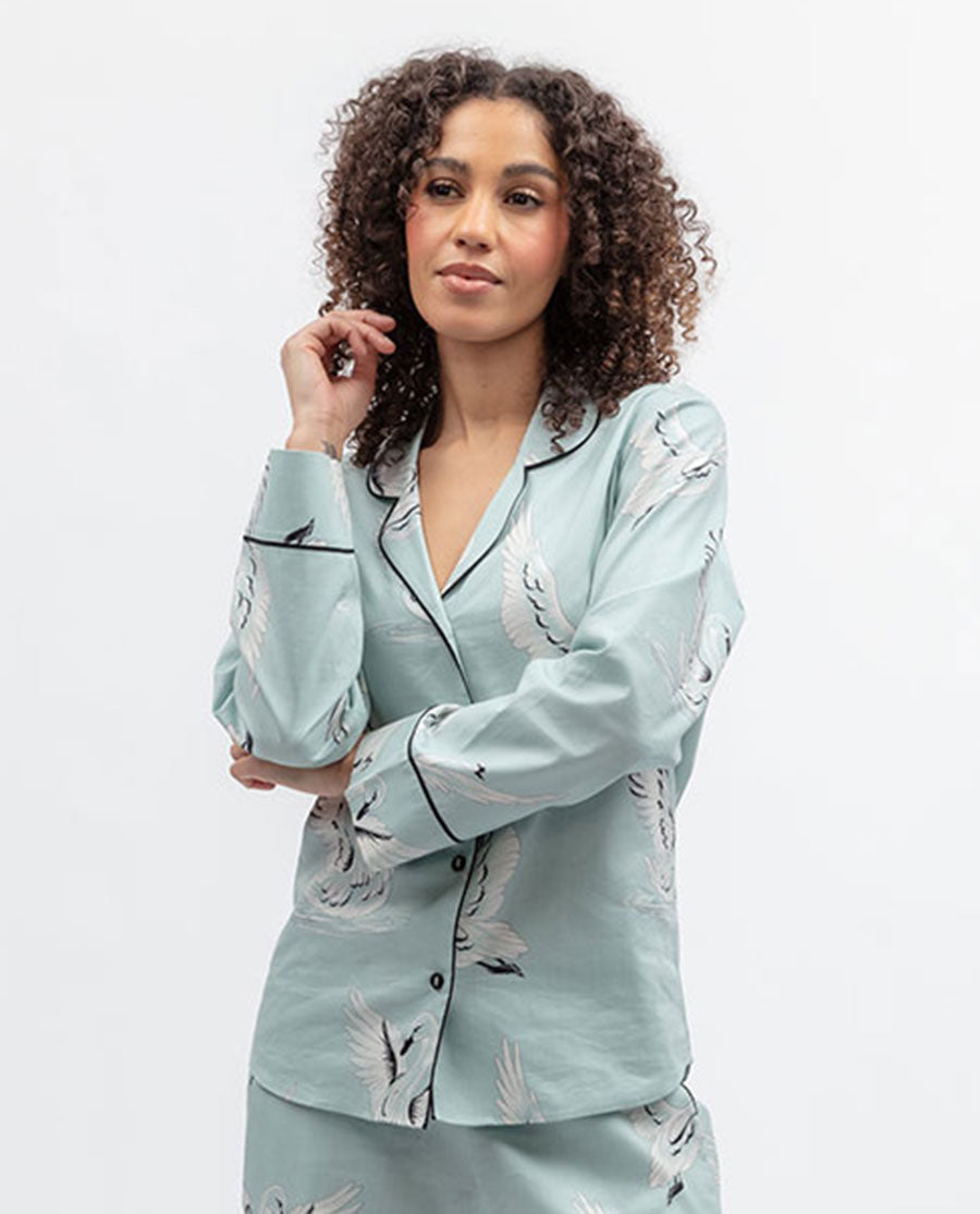 Grace Womens Swan Print Pyjama Top