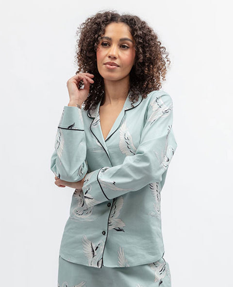 Grace Womens Swan Print Pyjama Top