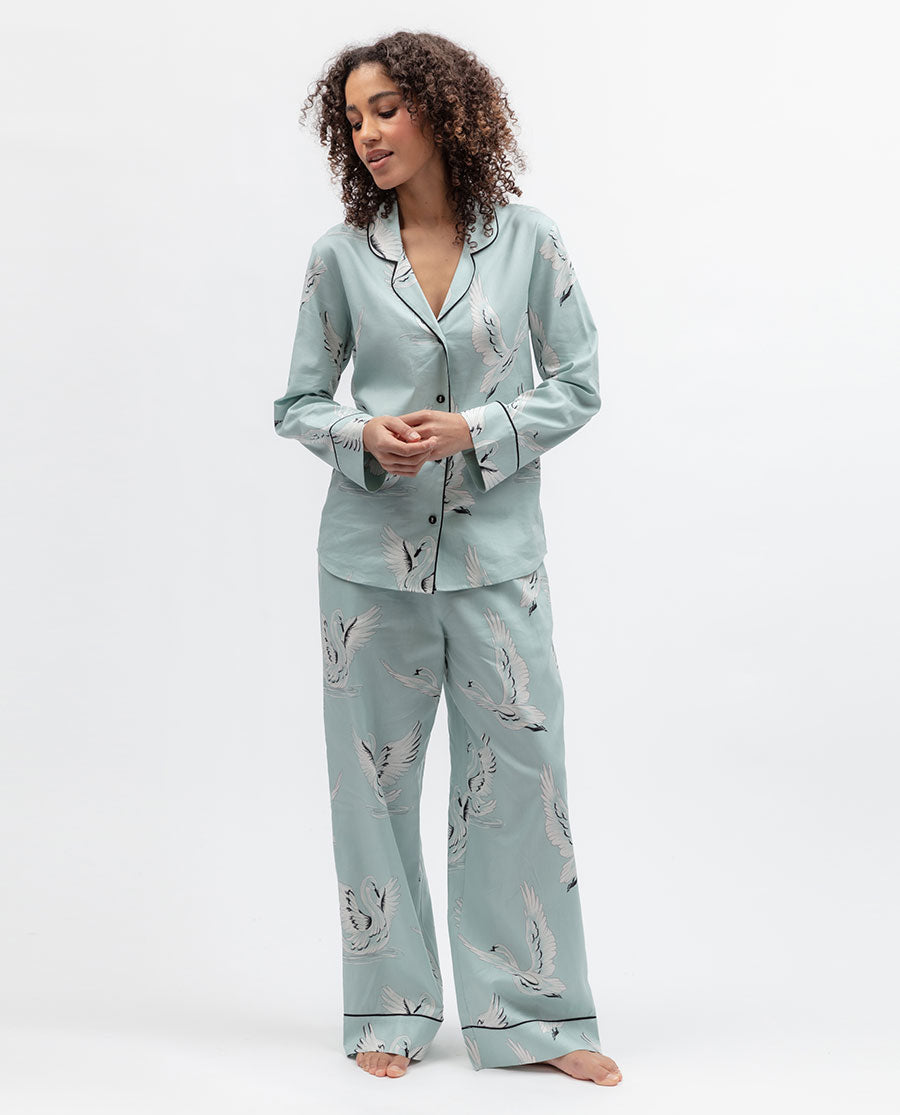 Womens Swan Print Pyjama Top
