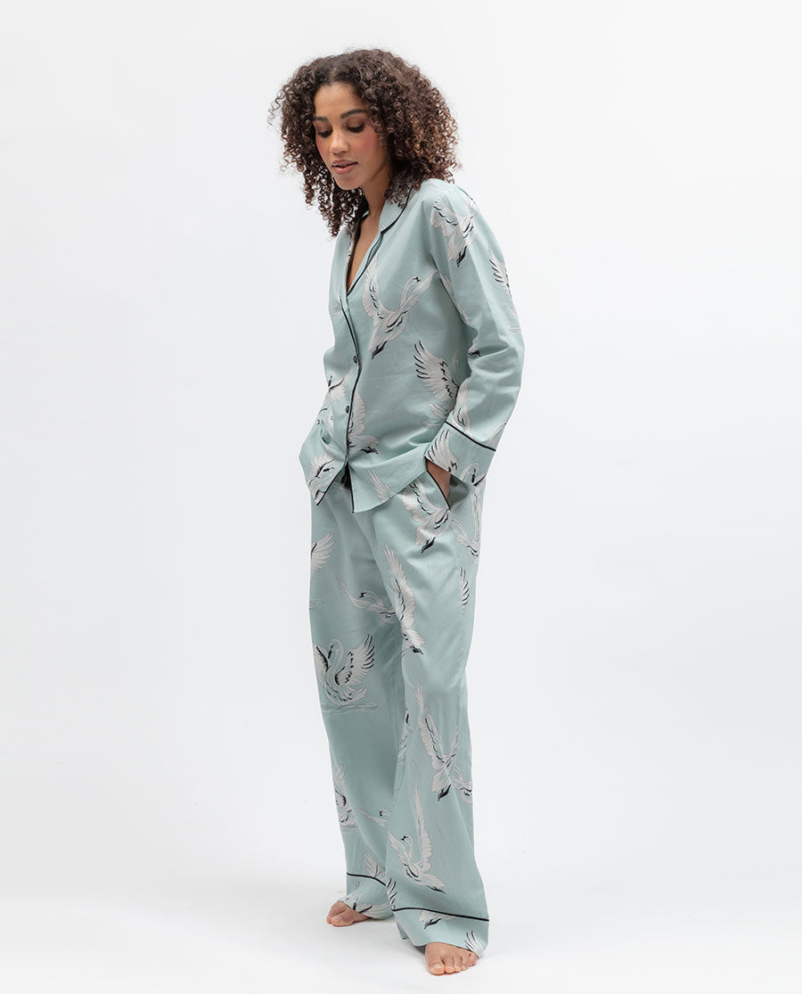 Womens Swan Print Pyjama Top