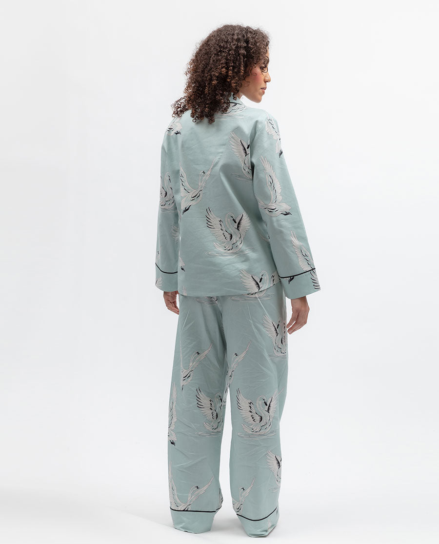 Womens Swan Print Pyjama Top