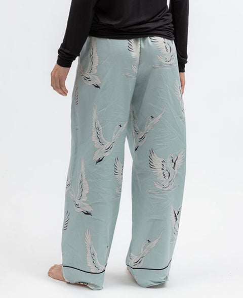 Grace Womens Swan Print Wide Leg Pyjama Bottoms