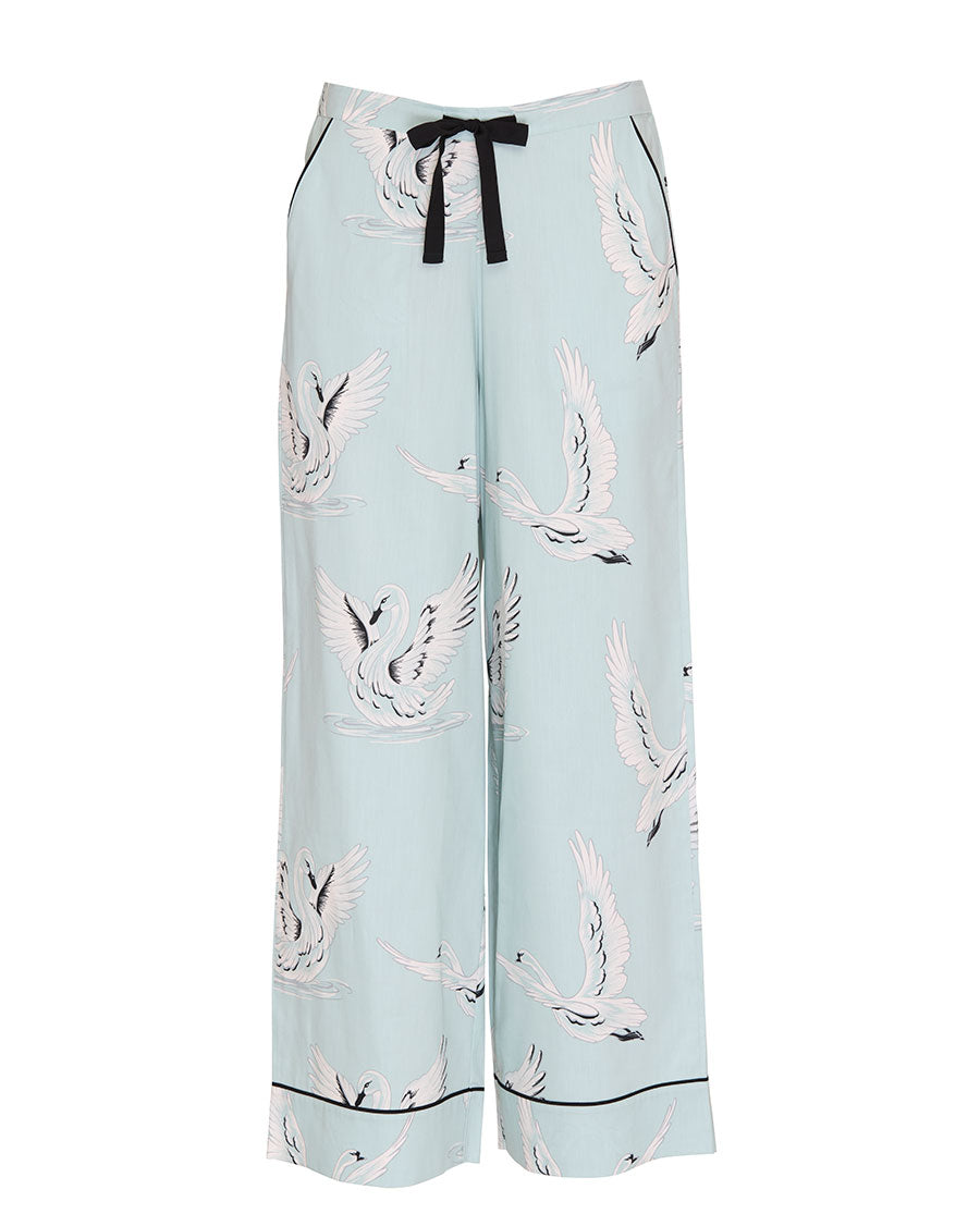 Womens Swan Print Wide Leg Pyjama Bottoms
