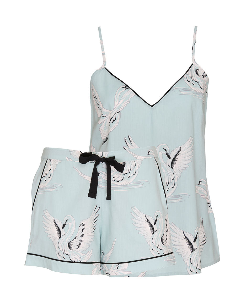 Womens Swan Print Cami and Shorts Set