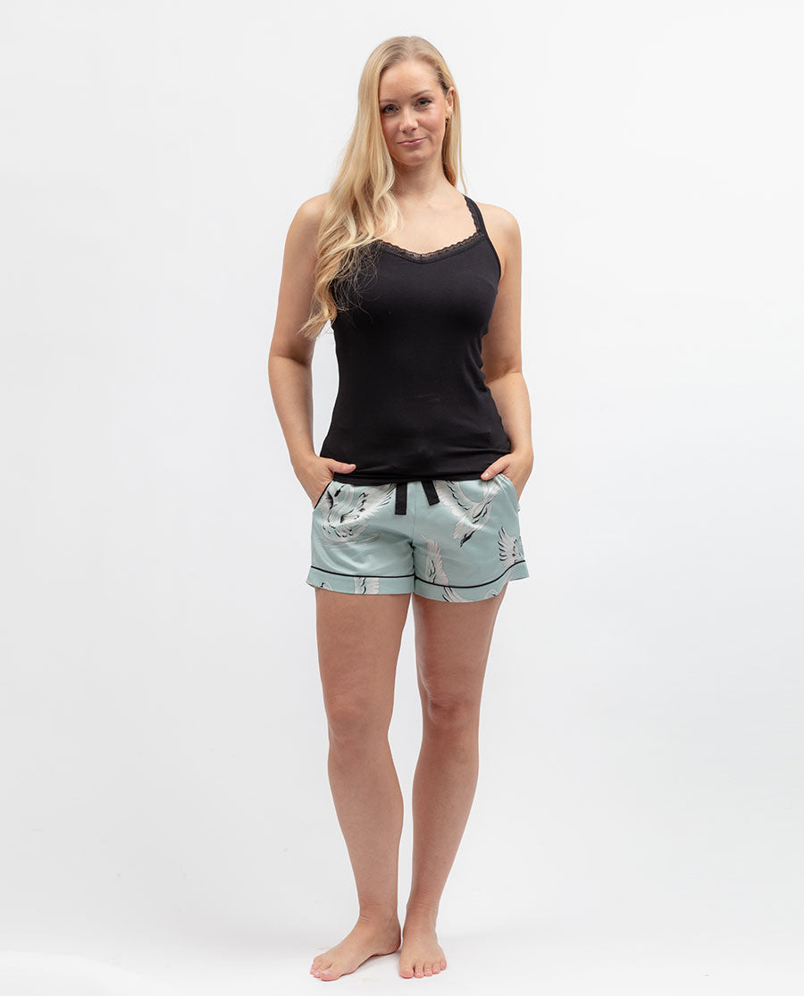 Womens Swan Print Shorts