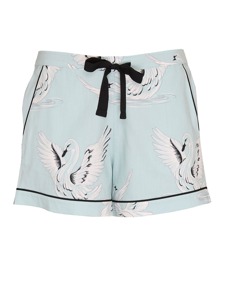 Womens Swan Print Shorts
