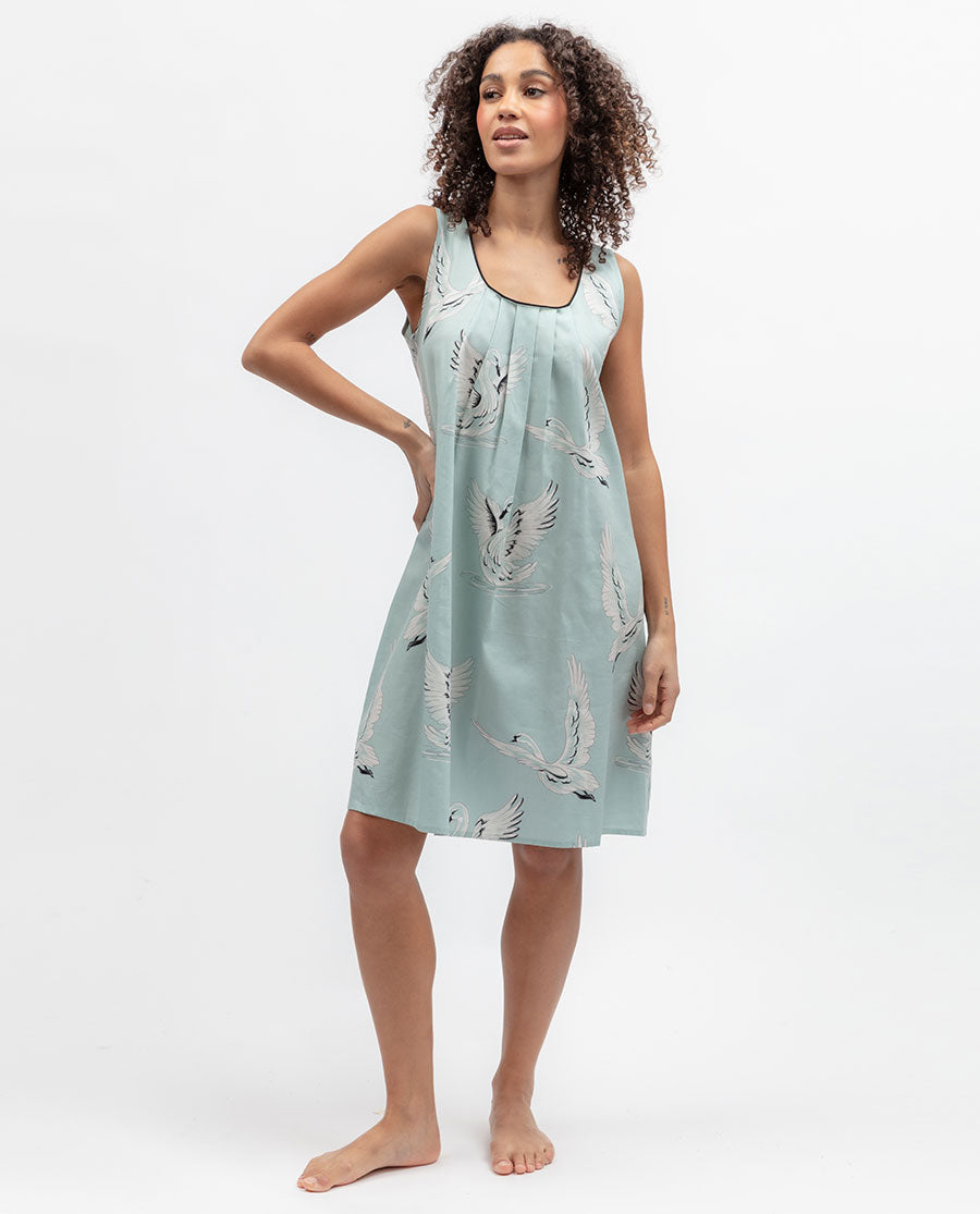 Grace Womens Swan Print Short Nightdress