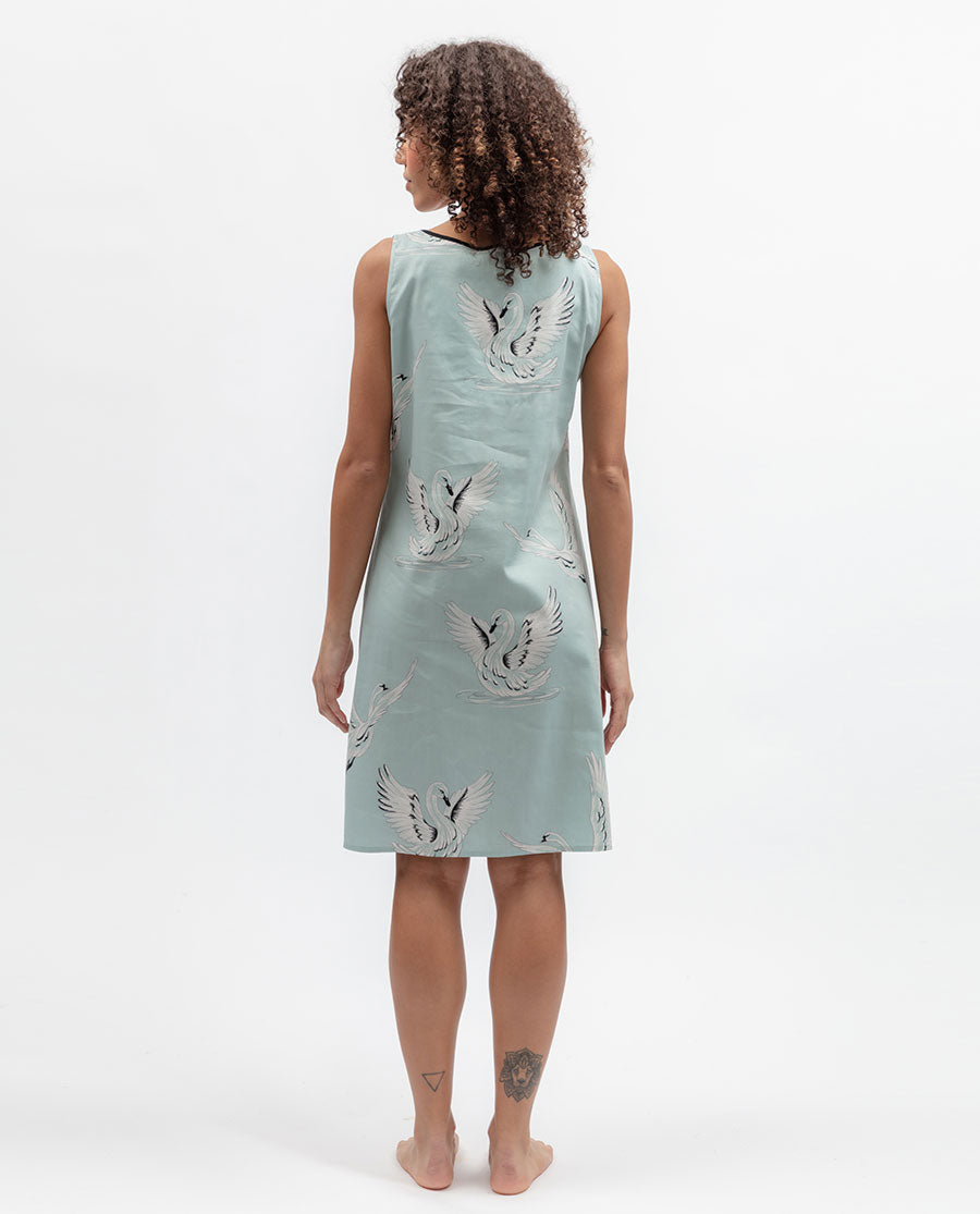 Womens Swan Print Short Nightdress
