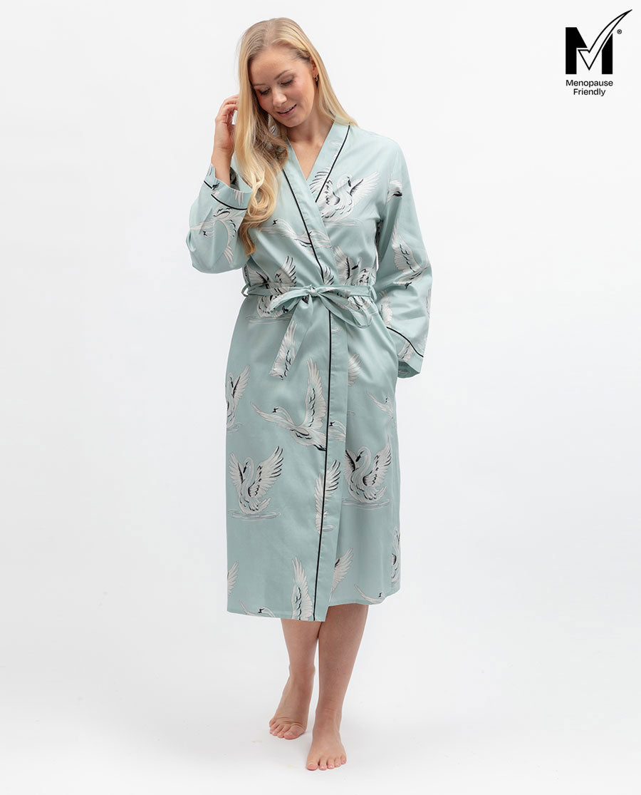 Grace Womens Swan Print Long Dressing Gown
