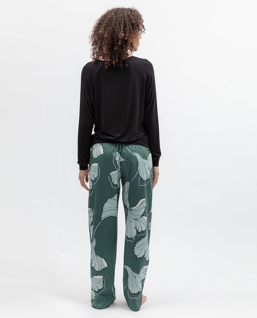 Womens Green Floral Print Pyjama Bottoms