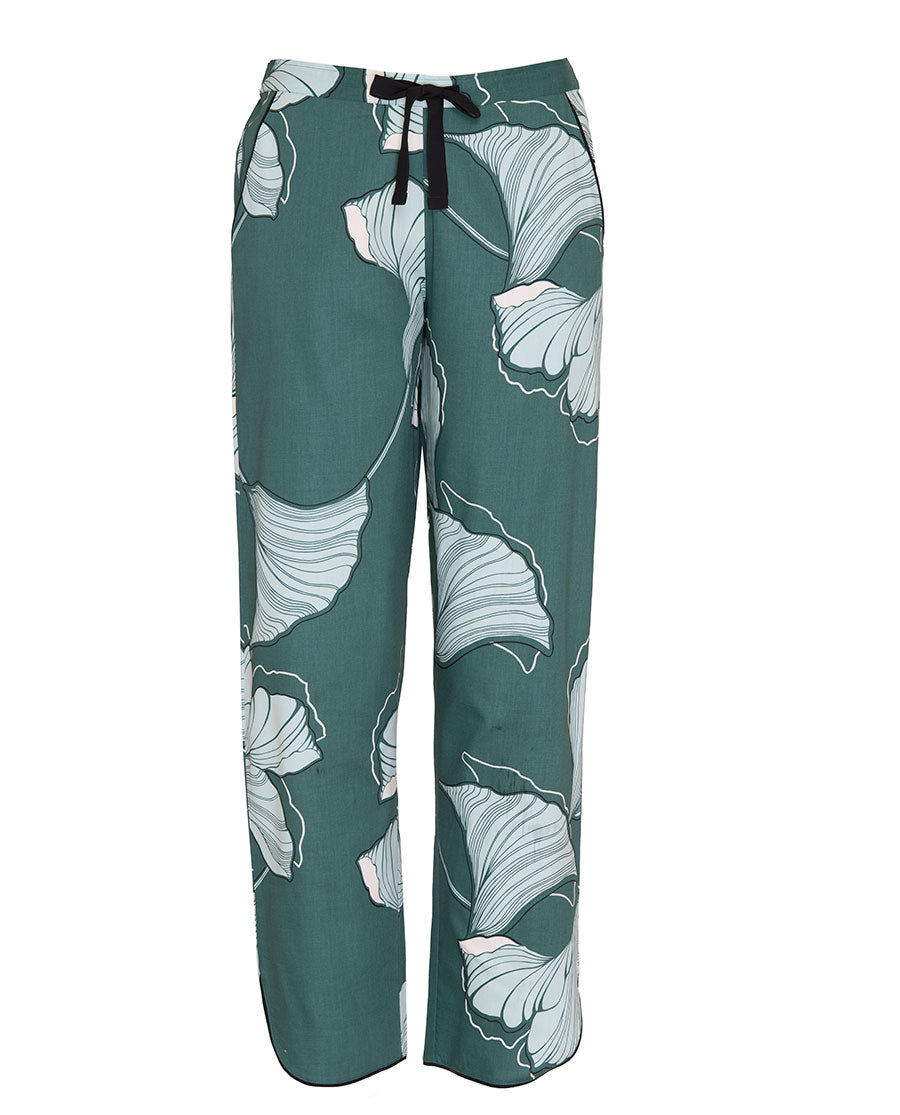 Womens Green Floral Print Pyjama Bottoms