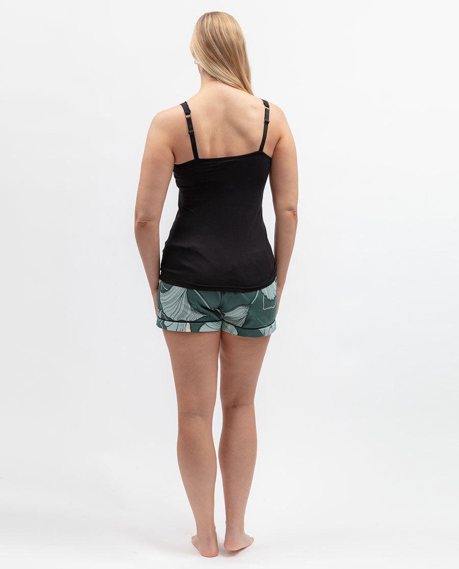 Womens Green Floral Print Shorts