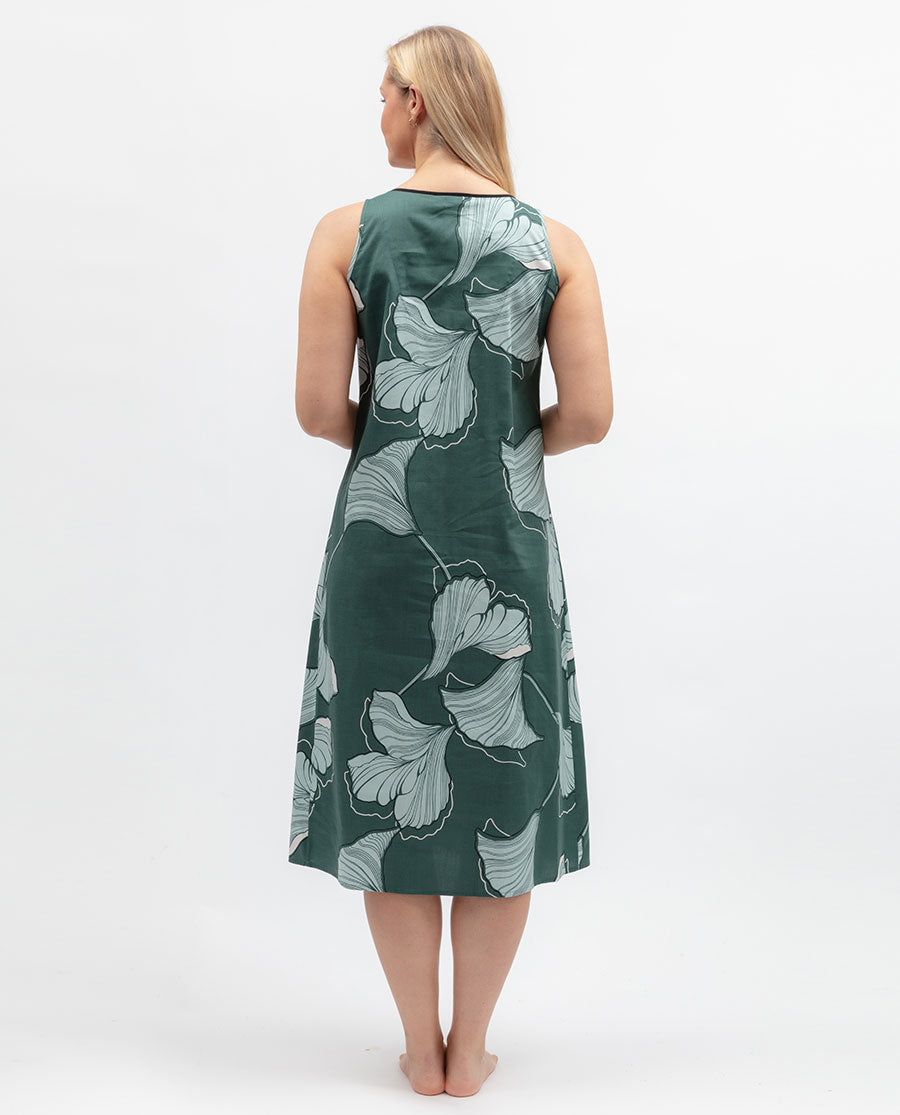 Womens Green Floral Print Long Nightdress