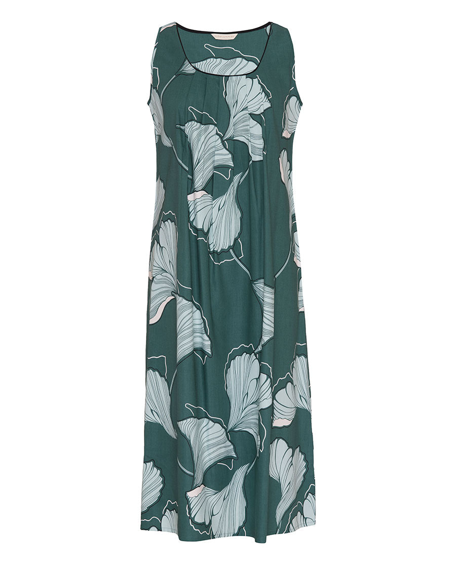 Womens Green Floral Print Long Nightdress