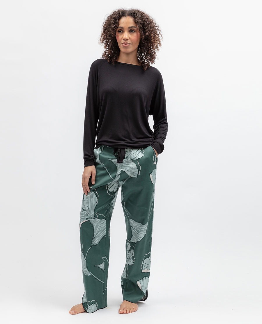 Black Womens Slouch Jersey Pyjama Top