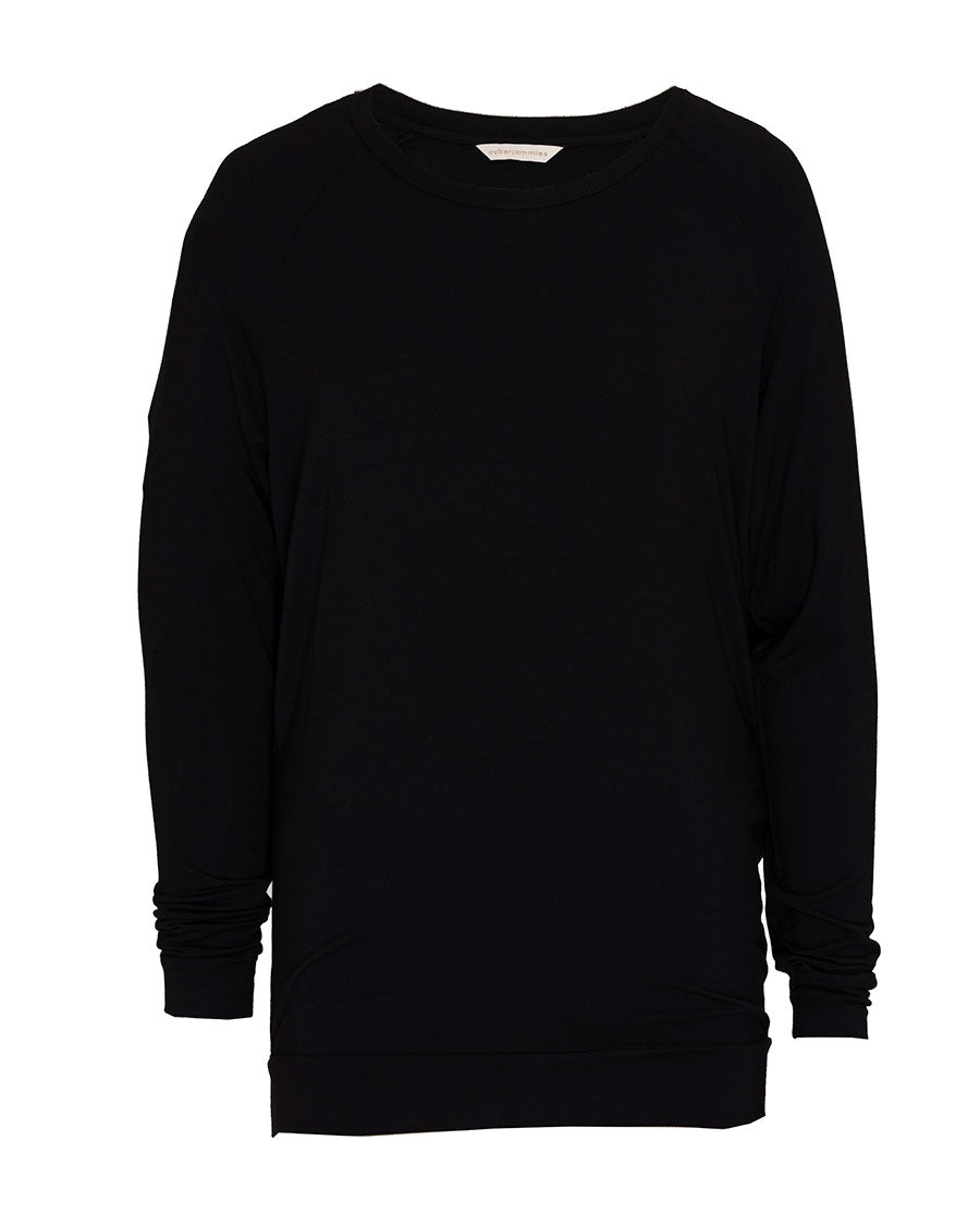 Black Womens Slouch Jersey Pyjama Top
