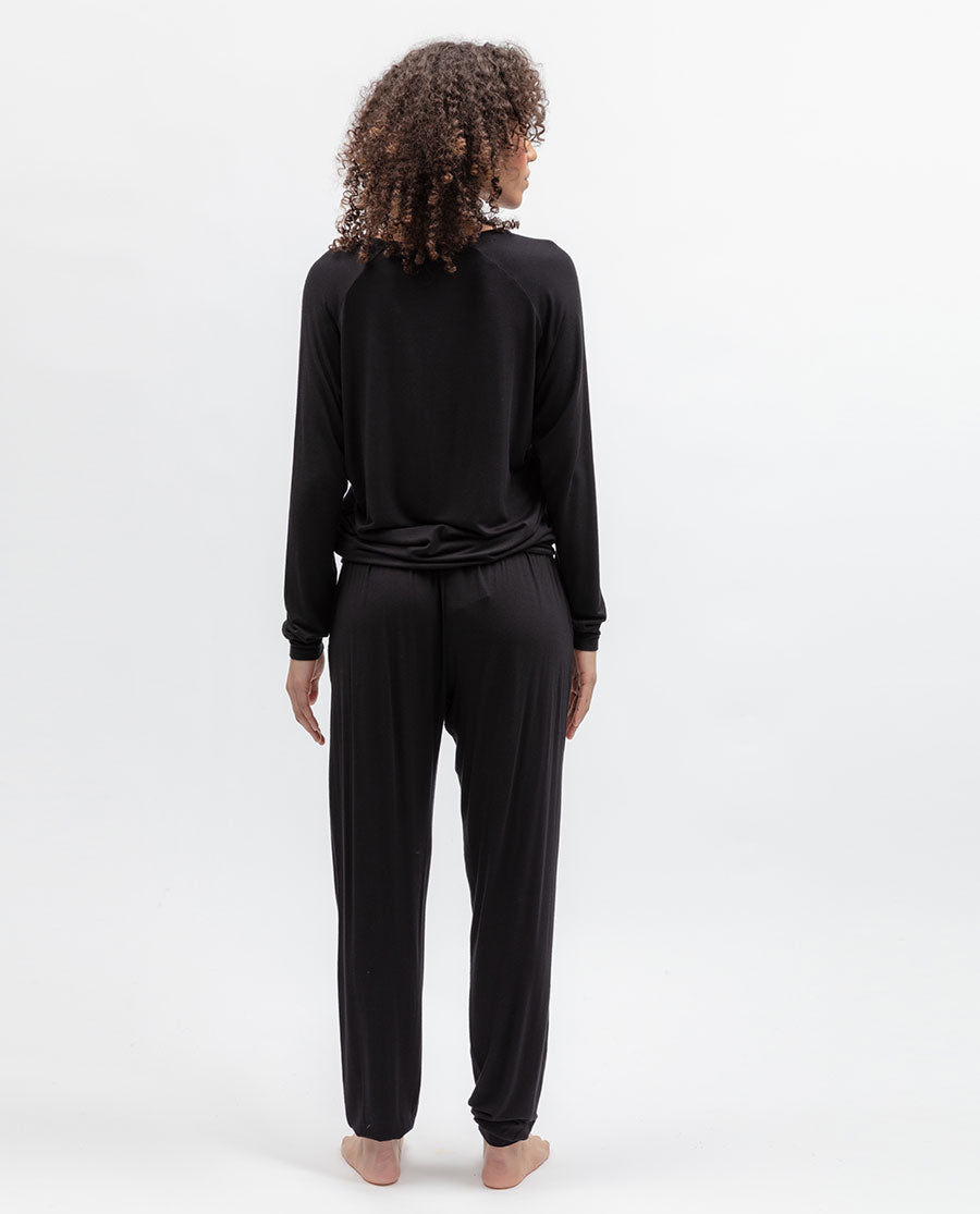 Black Womens Jersey Pyjama Bottoms