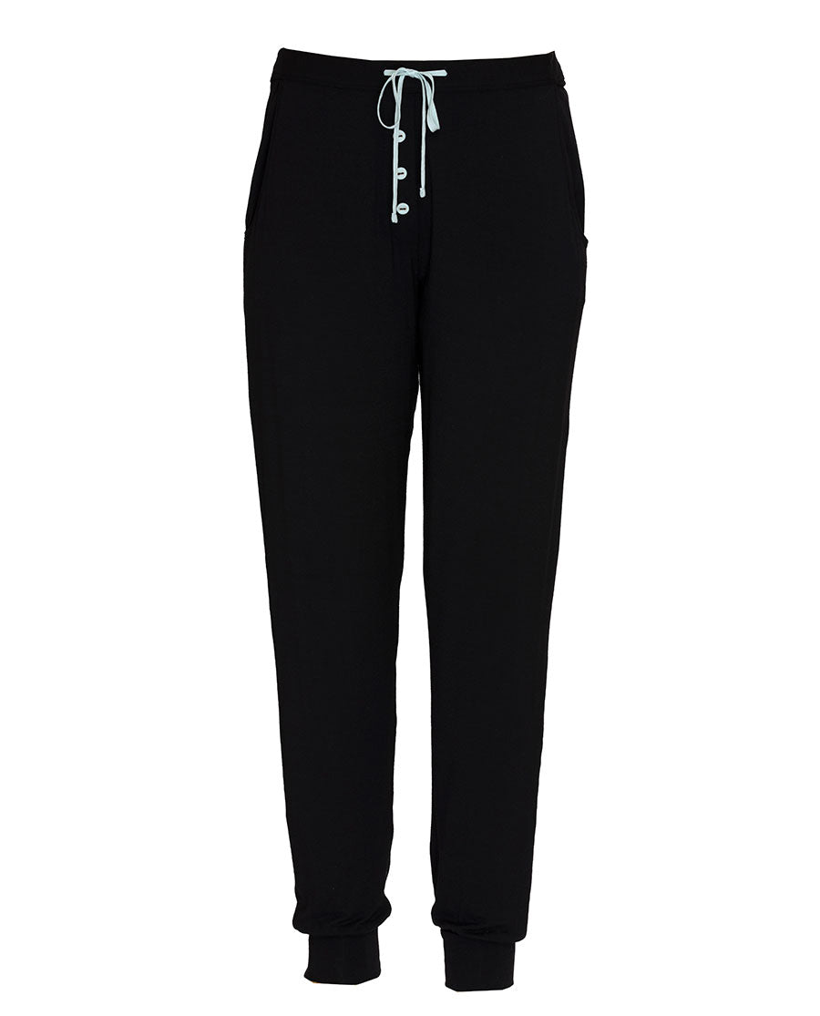 Black Womens Jersey Pyjama Bottoms