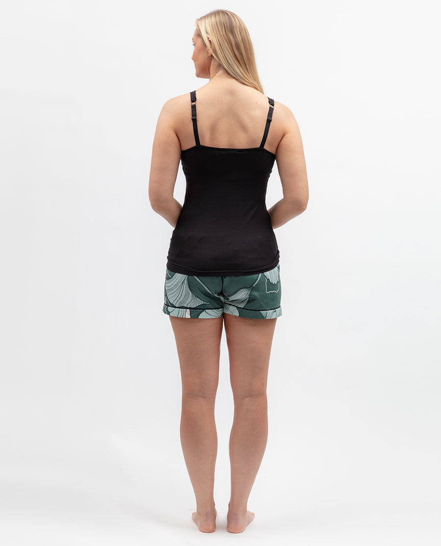 Black Womens Lace Trim Jersey Hidden Support Vest