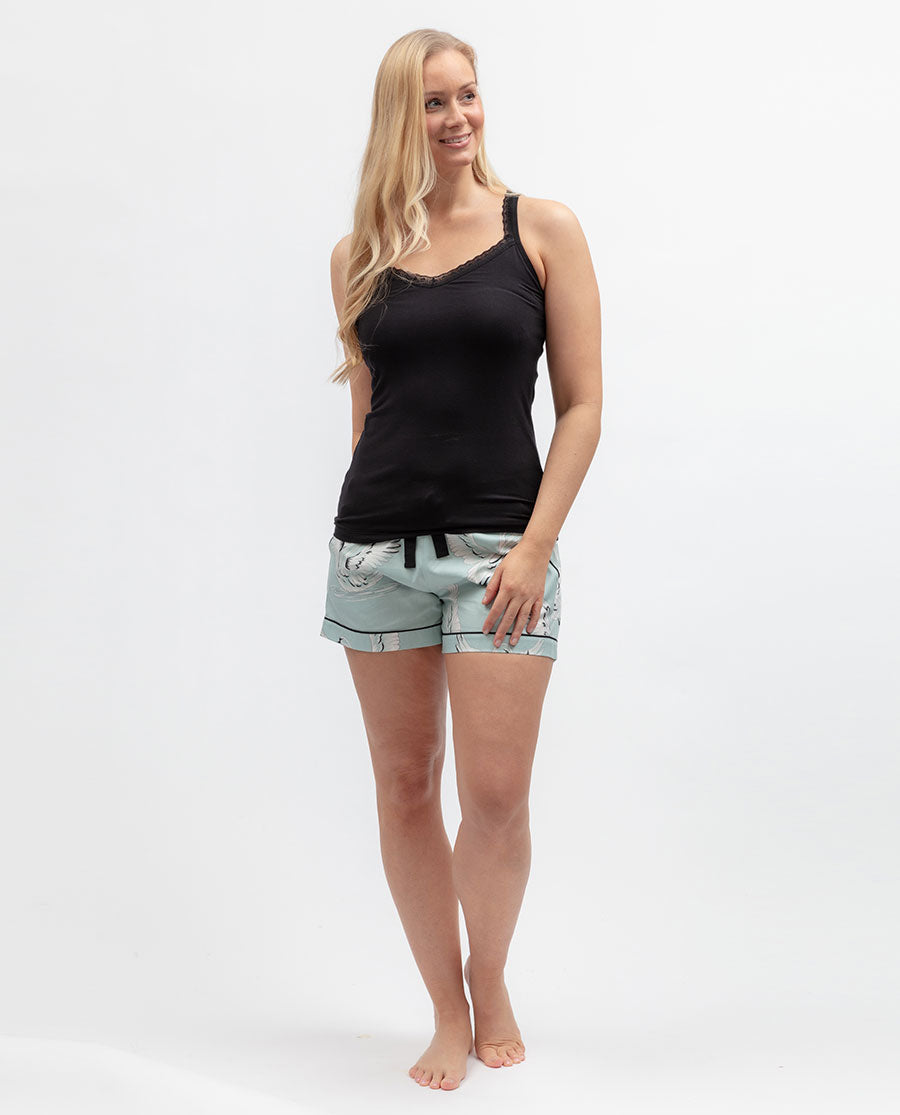 Black Womens Lace Trim Jersey Hidden Support Vest