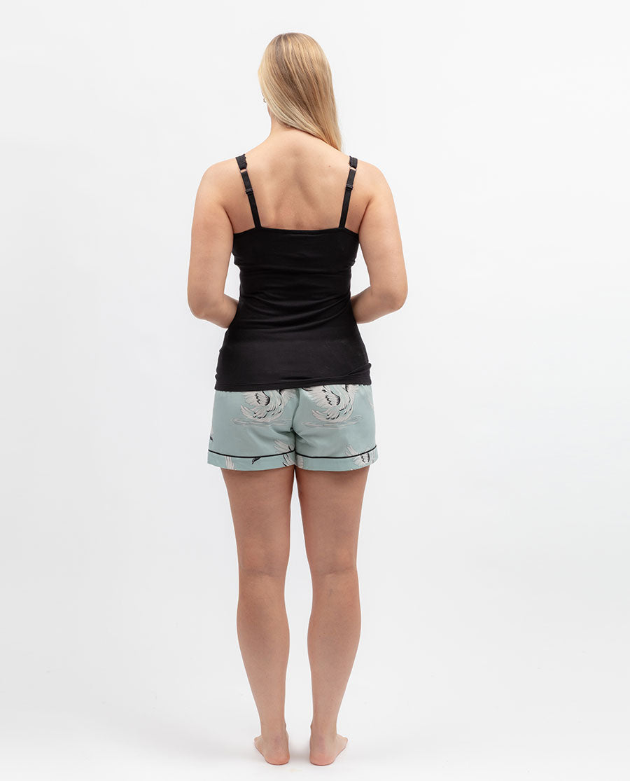 Black Womens Lace Trim Jersey Hidden Support Vest