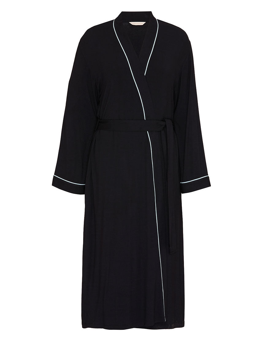 Black Womens Jersey Long Dressing Gown
