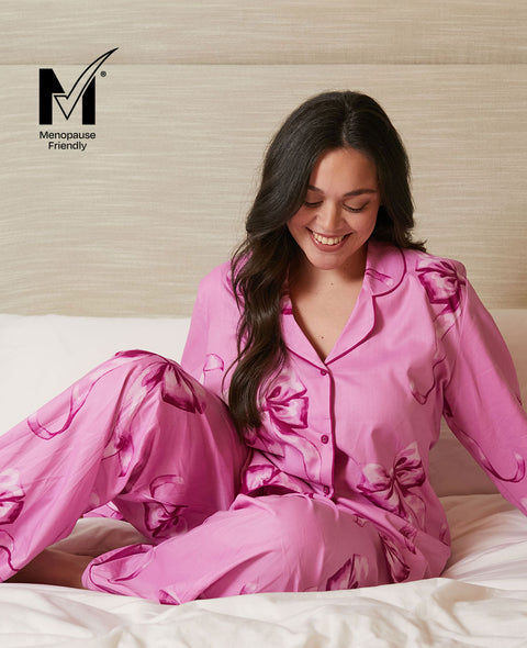 Belle Womens Bow Print Wide Leg Pyjama Set