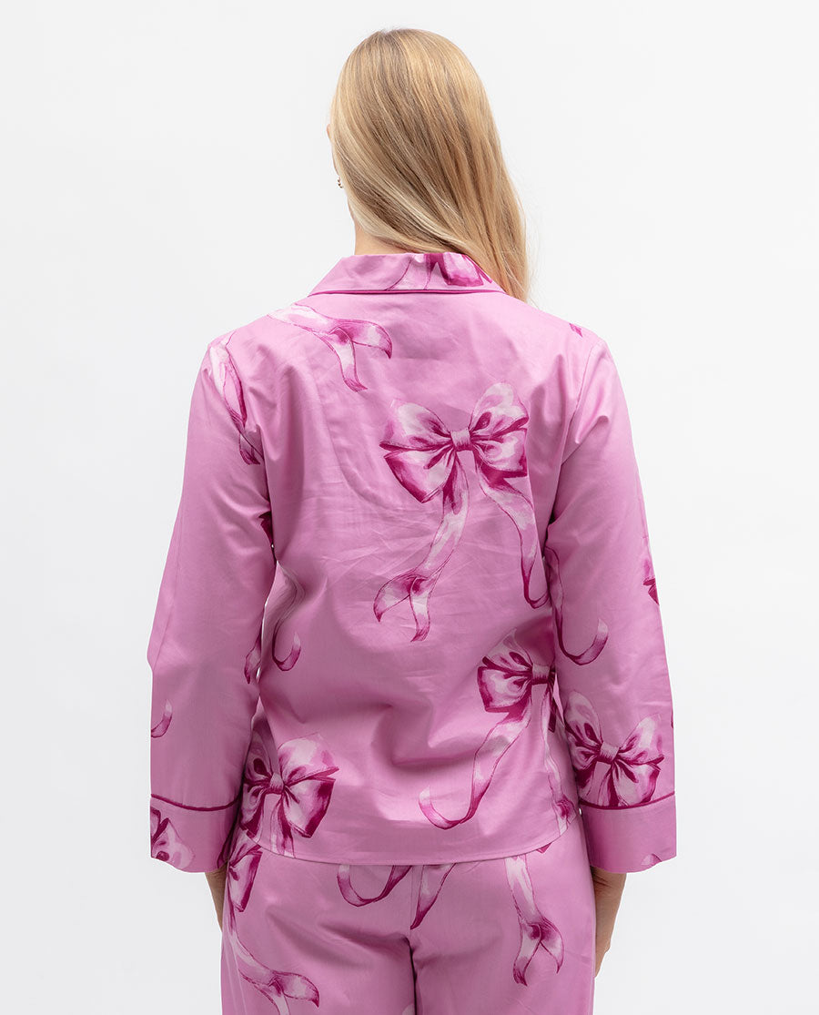 Belle Womens Bow Print Pyjama Top