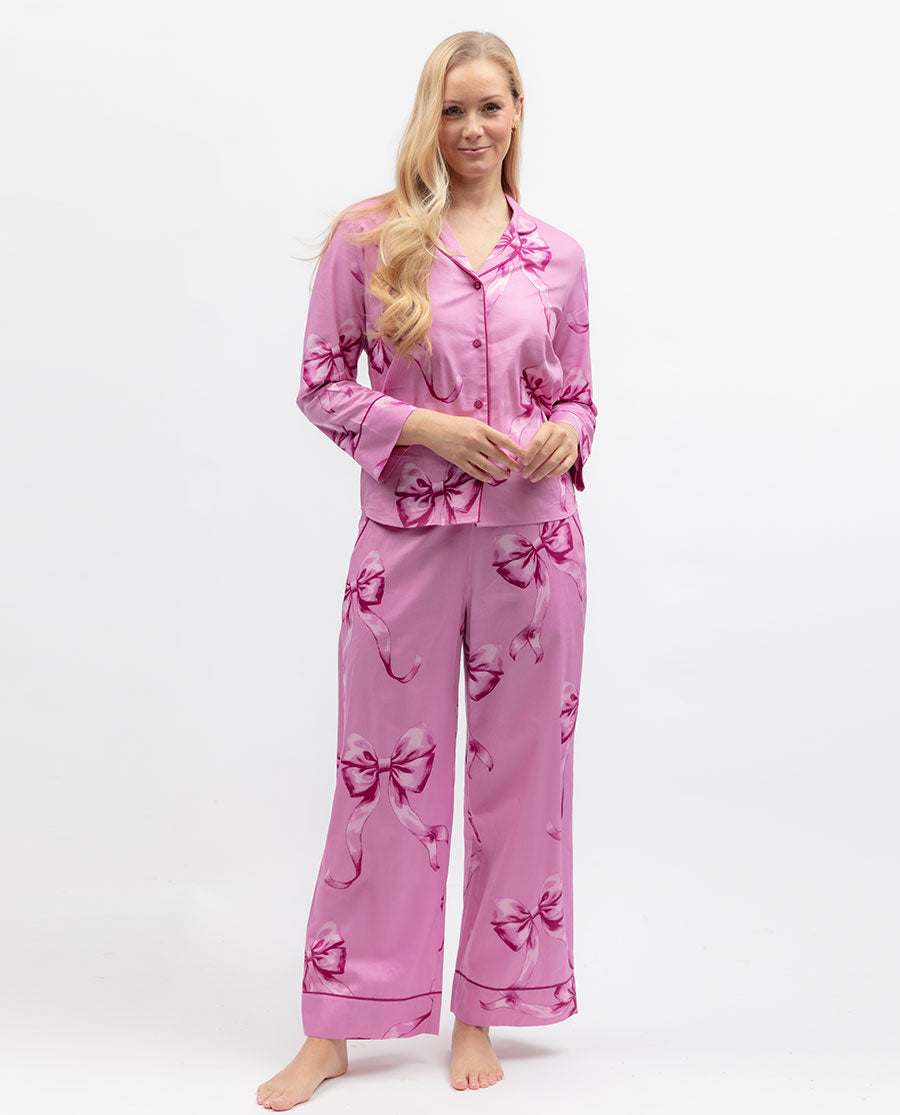 Womens Bow Print Pyjama Top