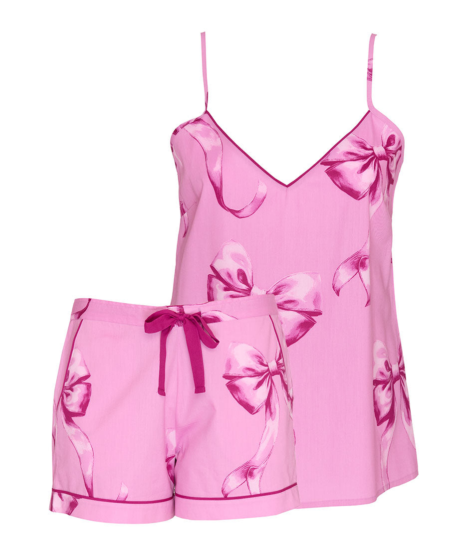 Womens Bow Print Cami and Shorts Set