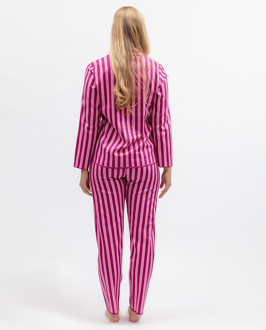 Womens Pink Printed Stripe Pyjama Top