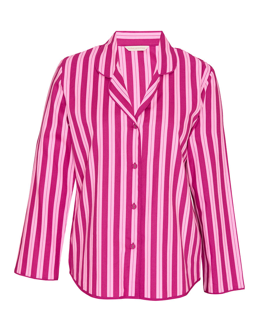 Womens Pink Printed Stripe Pyjama Top