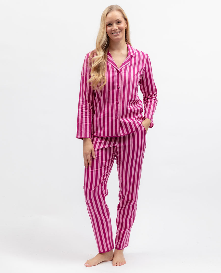 Womens Pink Printed Stripe Pyjama Bottoms