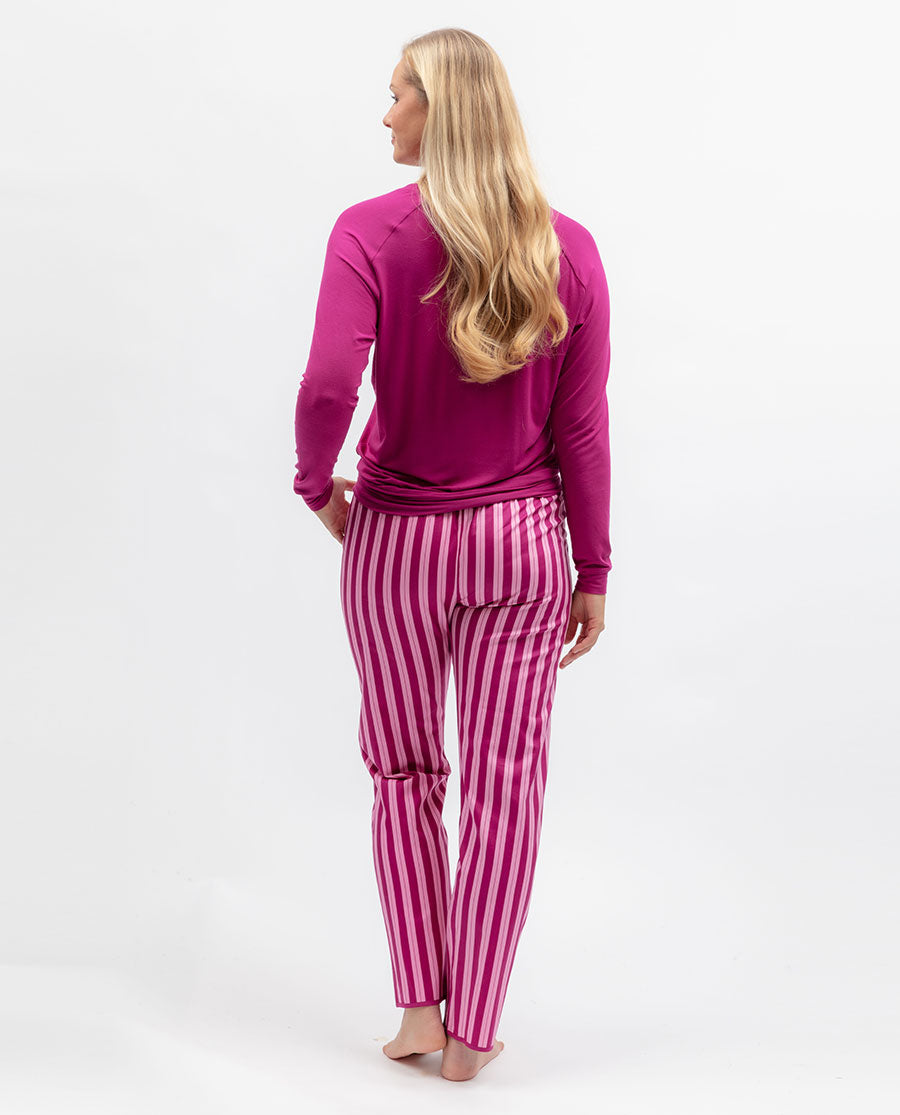 Womens Pink Printed Stripe Pyjama Bottoms