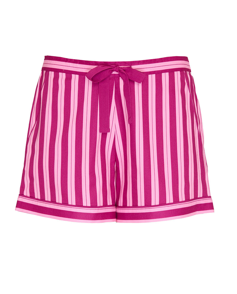Womens Pink Printed Stripe Shorts