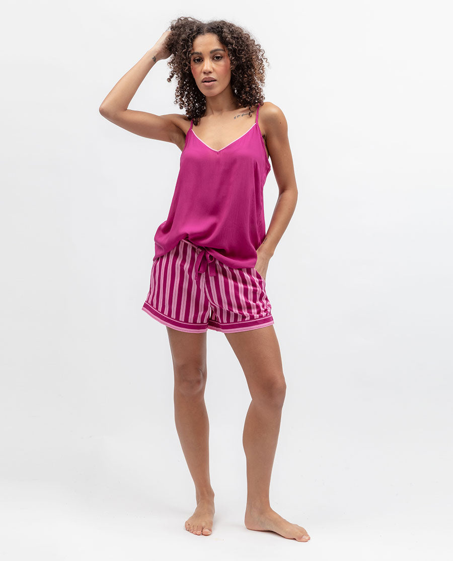 Belle Womens Modal Cami and Printed Stripe Shorty Set