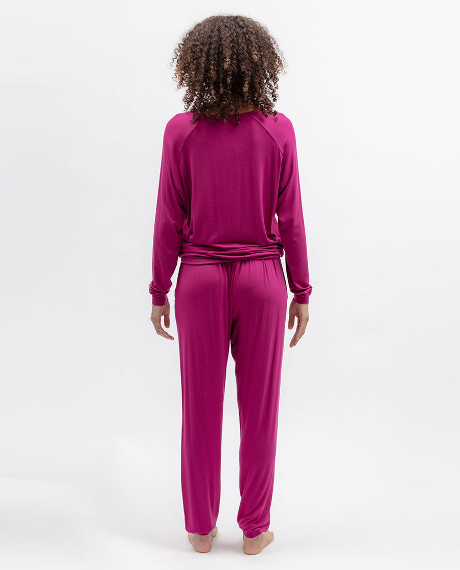 Womens Pink Slouch Jersey Pyjama Set