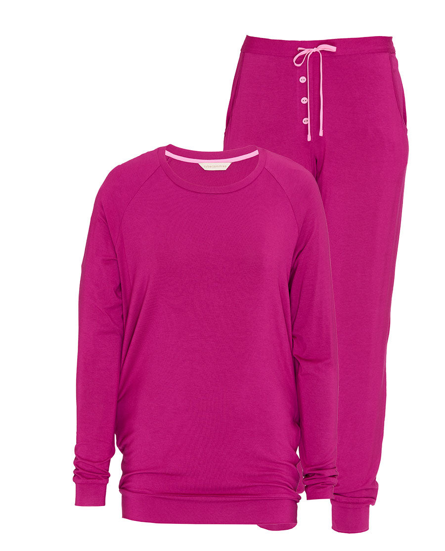 Womens Pink Slouch Jersey Pyjama Set
