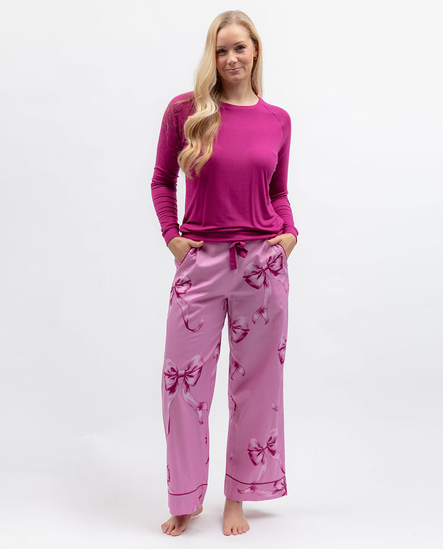 Womens Pink Slouch Jersey Pyjama Top