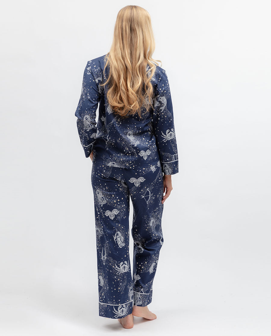Womens Zodiac Print Wide Leg Pyjama Set