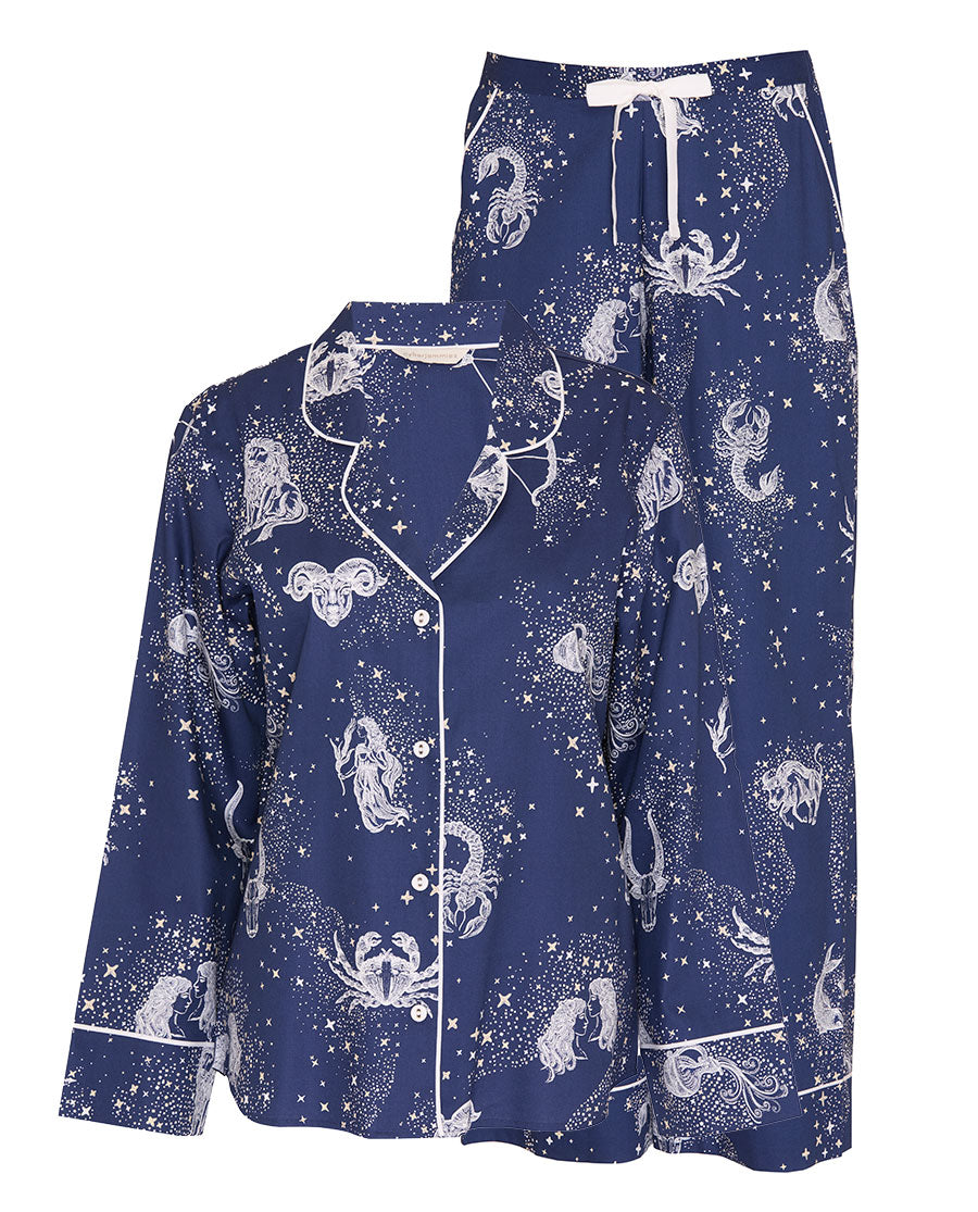 Womens Zodiac Print Wide Leg Pyjama Set