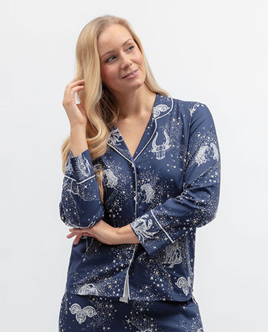 Celestial Nights Womens Zodiac Print Pyjama Top