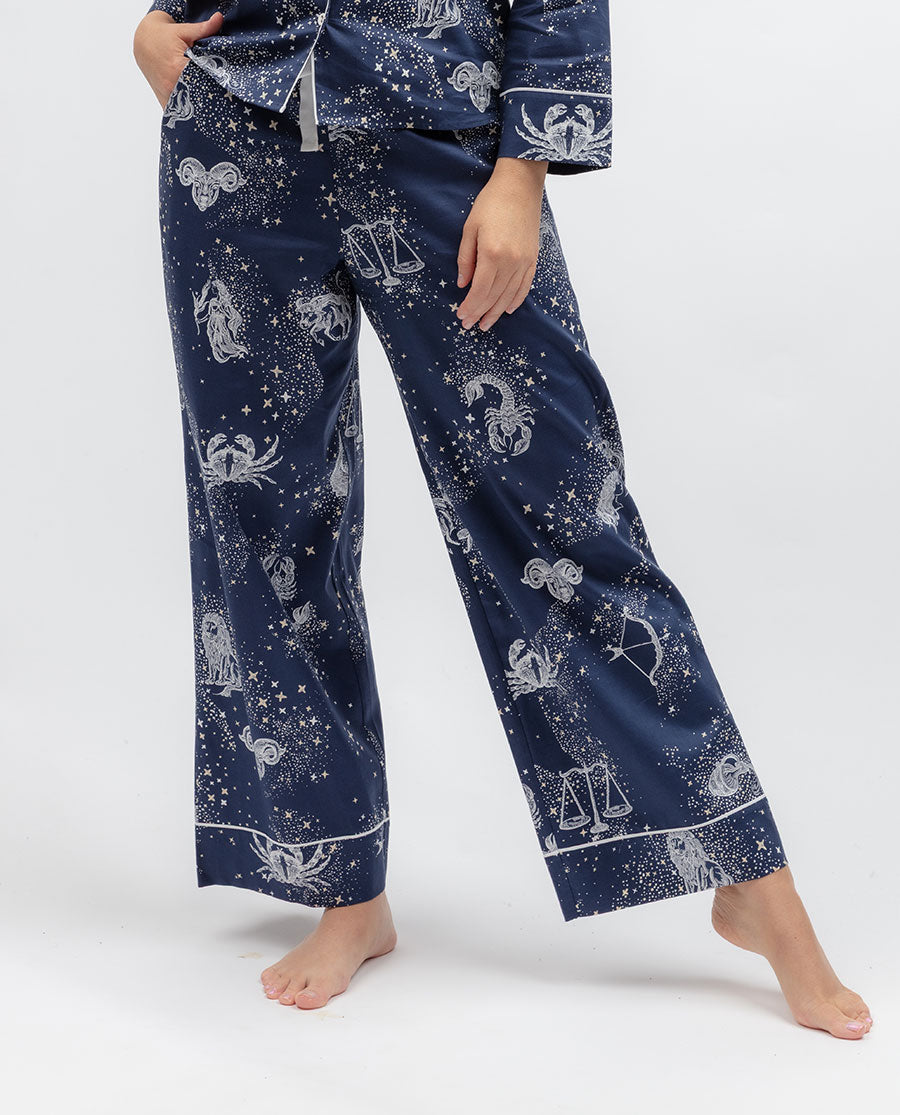 Celestial Nights Womens Zodiac Print Wide Leg Pyjama Bottoms
