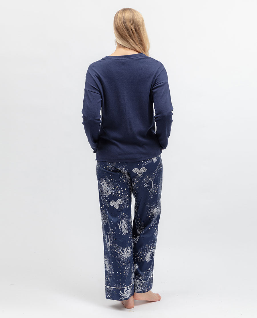 Celestial Nights Womens Zodiac Print Wide Leg Pyjama Bottoms